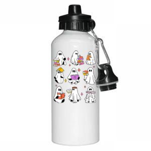 Retro Teacher Halloween Ghost Read More Books Teacher Aluminum Water Bottle