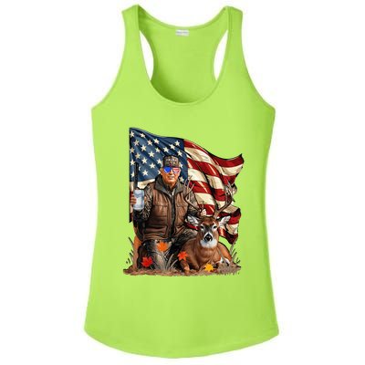 Retro Trump Hunting Deer Funny Beer Drinking Ladies PosiCharge Competitor Racerback Tank