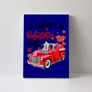 Red Truck Happy Valentines Day Maltese Hearts Dog Lover Meaningful Gift Canvas