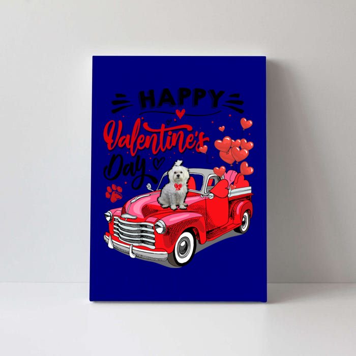 Red Truck Happy Valentines Day Maltese Hearts Dog Lover Meaningful Gift Canvas