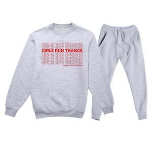 Run Thangs Have A Good Day Premium Crewneck Sweatsuit Set