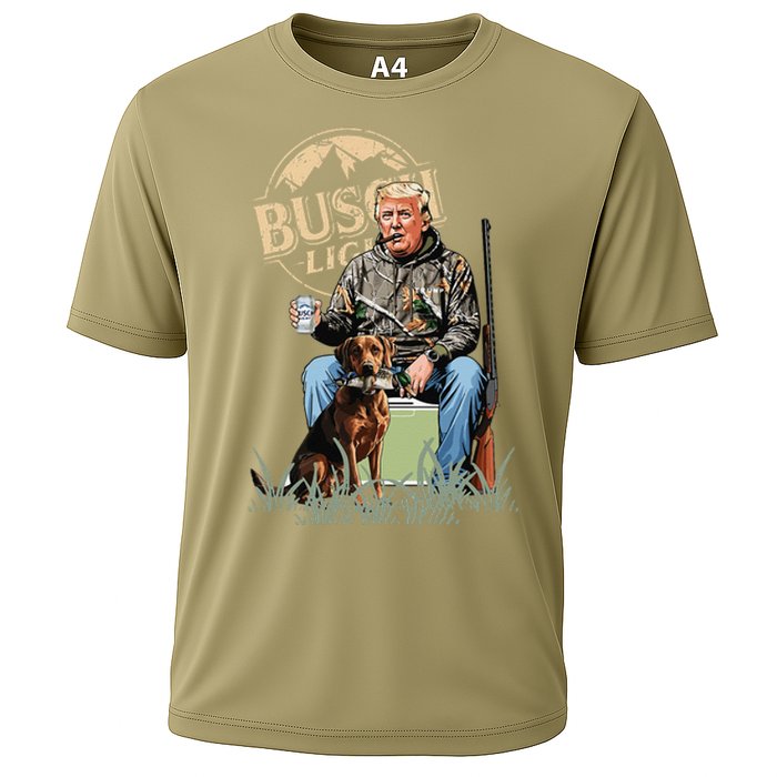 Retro Trump Hunting Deer Funny Beer Drinking Beer Hunting Cooling Performance Crew T-Shirt