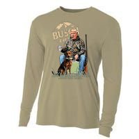 Retro Trump Hunting Deer Funny Beer Drinking Beer Hunting Cooling Performance Long Sleeve Crew