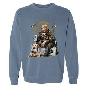 Retro Trump Hunting Deer Funny Beer Drinking Hunting Garment-Dyed Sweatshirt