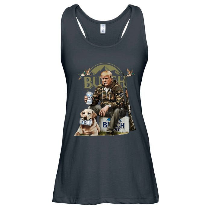 Retro Trump Hunting Deer Funny Beer Drinking Hunting Ladies Essential Flowy Tank