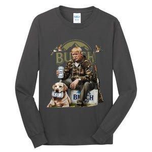 Retro Trump Hunting Deer Funny Beer Drinking Hunting Tall Long Sleeve T-Shirt