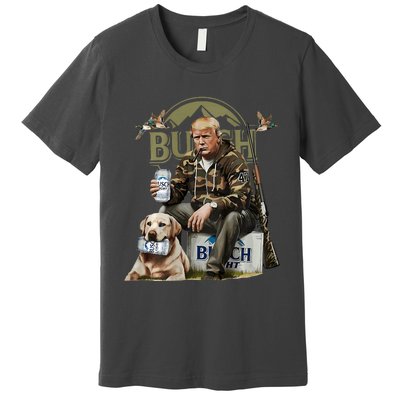 Retro Trump Hunting Deer Funny Beer Drinking Hunting Premium T-Shirt