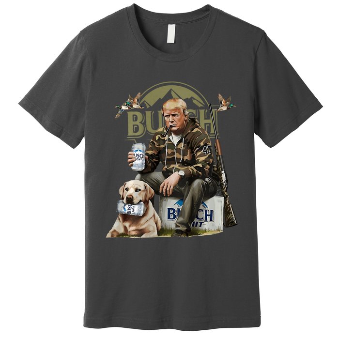 Retro Trump Hunting Deer Funny Beer Drinking Hunting Premium T-Shirt