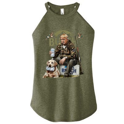 Retro Trump Hunting Deer Funny Beer Drinking Hunting Women's Perfect Tri Rocker Tank