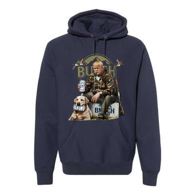 Retro Trump Hunting Deer Funny Beer Drinking Hunting Premium Hoodie