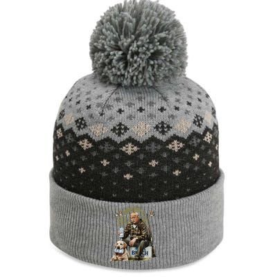 Retro Trump Hunting Deer Funny Beer Drinking Hunting On Back The Baniff Cuffed Pom Beanie