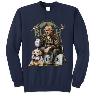 Retro Trump Hunting Deer Funny Beer Drinking Hunting On Back Tall Sweatshirt