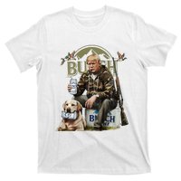 Retro Trump Hunting Deer Funny Beer Drinking Hunting On Back T-Shirt