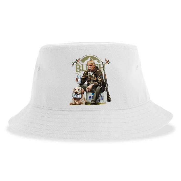 Retro Trump Hunting Deer Funny Beer Drinking Hunting On Back Sustainable Bucket Hat