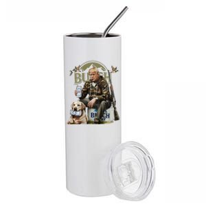 Retro Trump Hunting Deer Funny Beer Drinking Hunting On Back Stainless Steel Tumbler