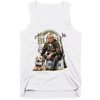 Retro Trump Hunting Deer Funny Beer Drinking Hunting On Back Tank Top