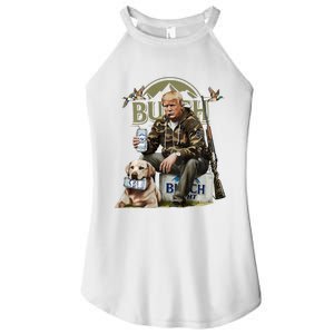 Retro Trump Hunting Deer Funny Beer Drinking Hunting On Back Women's Perfect Tri Rocker Tank