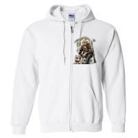 Retro Trump Hunting Deer Funny Beer Drinking Hunting On Back Full Zip Hoodie