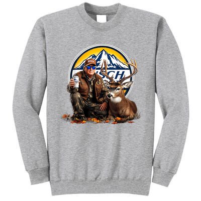 Retro Trump Hunting Deer Maga Beer Drinking Beer Hunting Tall Sweatshirt