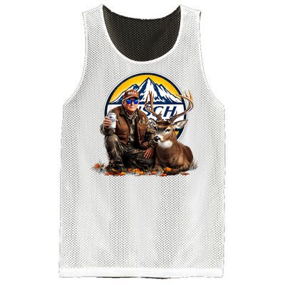 Retro Trump Hunting Deer Maga Beer Drinking Beer Hunting Mesh Reversible Basketball Jersey Tank