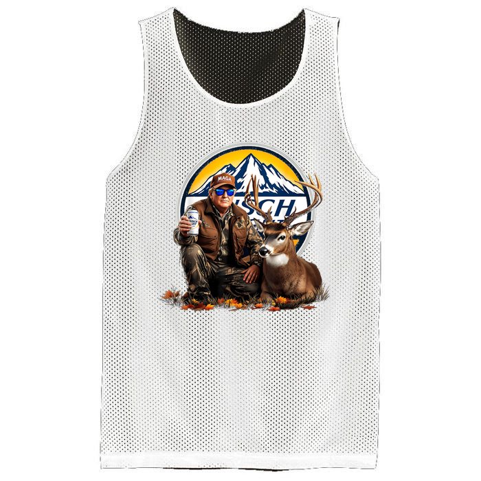 Retro Trump Hunting Deer Maga Beer Drinking Beer Hunting Mesh Reversible Basketball Jersey Tank