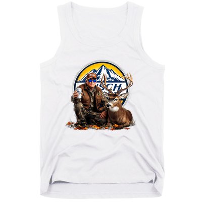 Retro Trump Hunting Deer Maga Beer Drinking Beer Hunting Tank Top