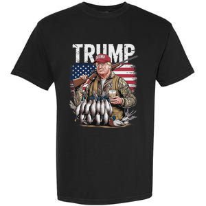 Retro Trump Hunting Duck Hello Hunting Camo Hunting Us Flag Garment-Dyed Heavyweight T-Shirt