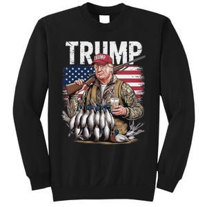 Retro Trump Hunting Duck Hello Hunting Camo Hunting Us Flag Sweatshirt