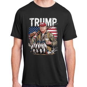 Retro Trump Hunting Duck Hello Hunting Camo Hunting Us Flag Adult ChromaSoft Performance T-Shirt