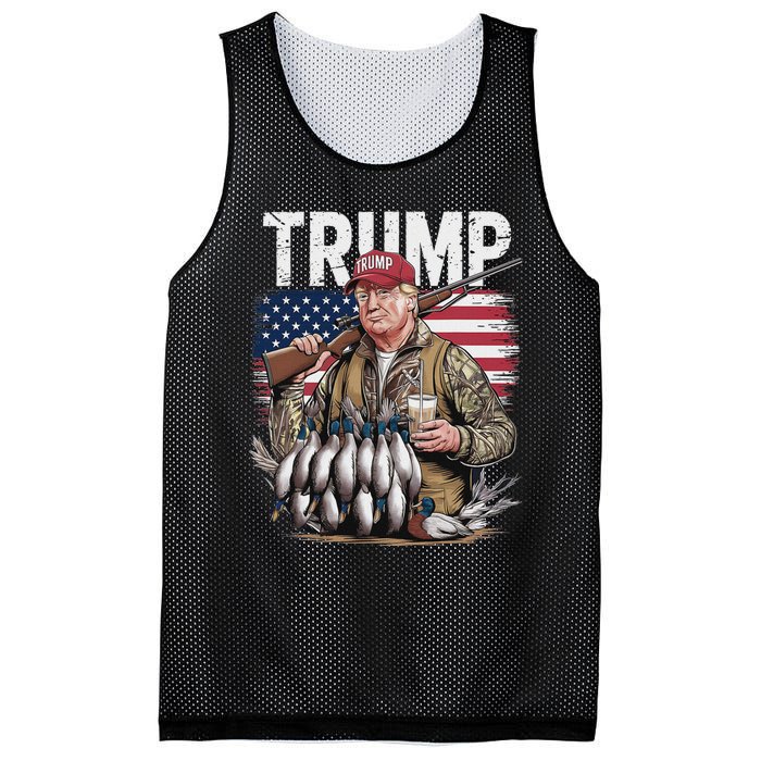 Retro Trump Hunting Duck Hello Hunting Camo Hunting Us Flag Mesh Reversible Basketball Jersey Tank