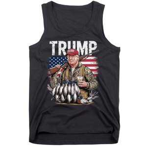 Retro Trump Hunting Duck Hello Hunting Camo Hunting Us Flag Tank Top