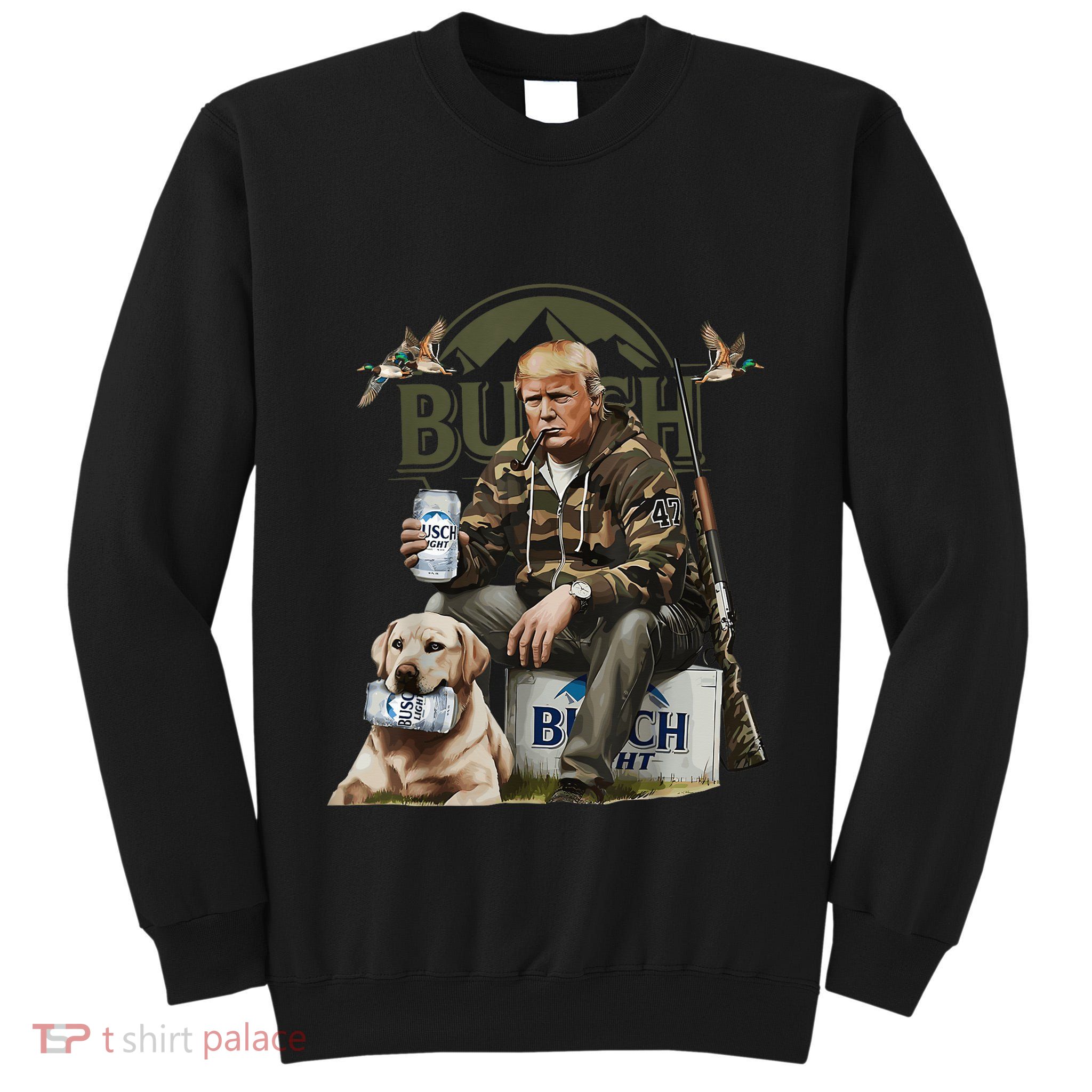 Retro Trump Hunting Deer Funny Beer Drinking Beer Hunting Tall Sweatshirt