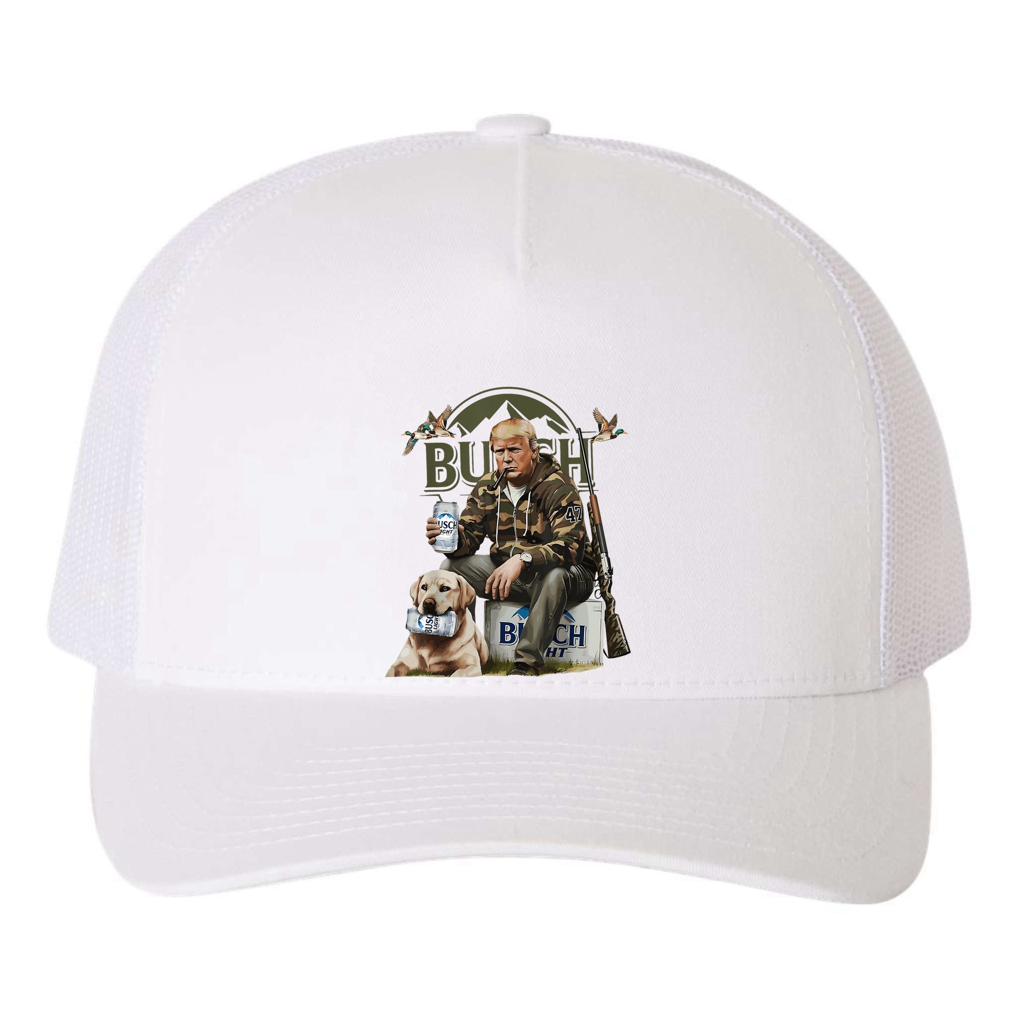 Retro Trump Hunting Deer Funny Beer Drinking Beer Hunting Yupoong Adult 5-Panel Trucker Hat
