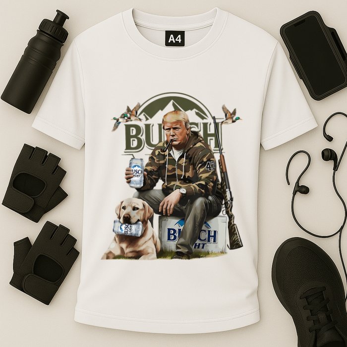 Retro Trump Hunting Deer Funny Beer Drinking Beer Hunting Cooling Performance Crew T-Shirt