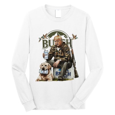 Retro Trump Hunting Deer Funny Beer Drinking Beer Hunting Long Sleeve Shirt