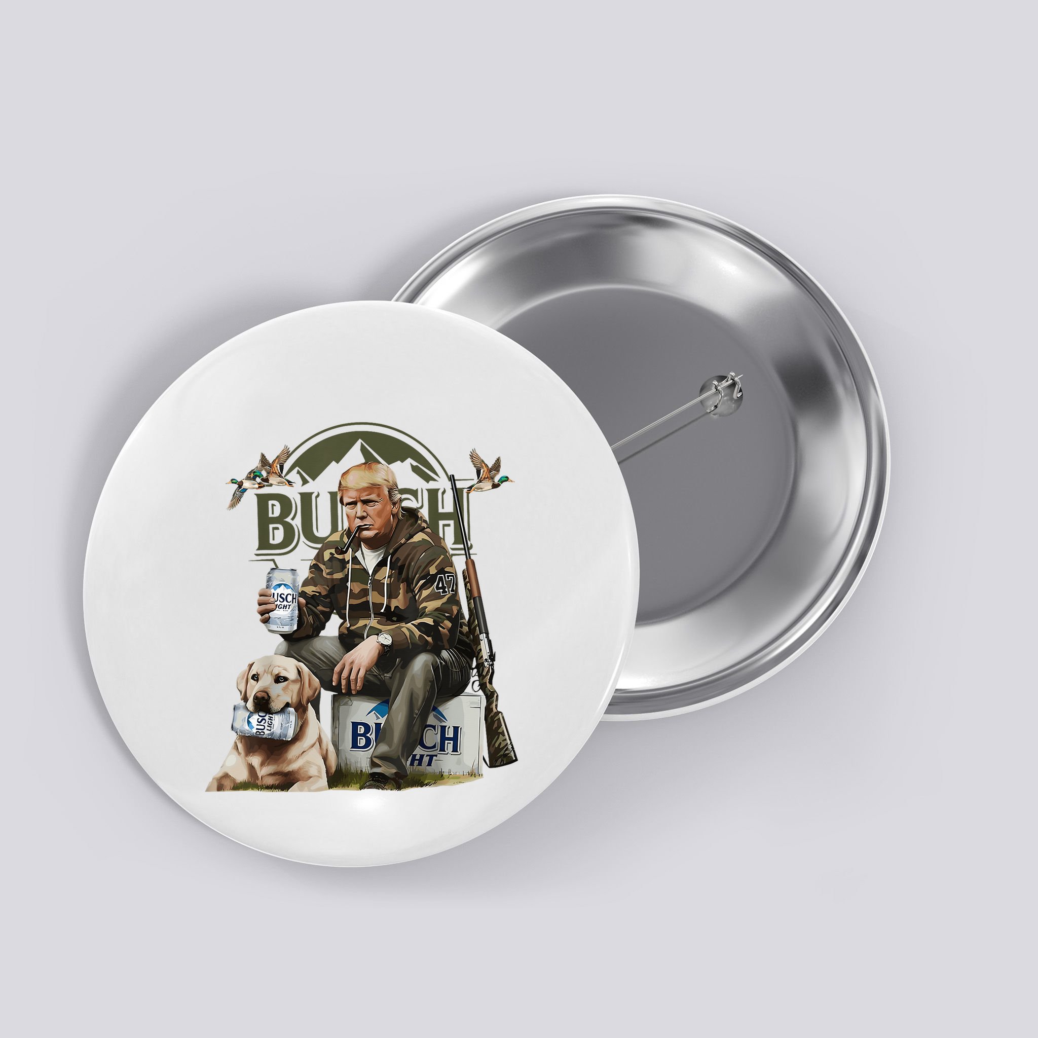 Retro Trump Hunting Deer Funny Beer Drinking Beer Hunting Button