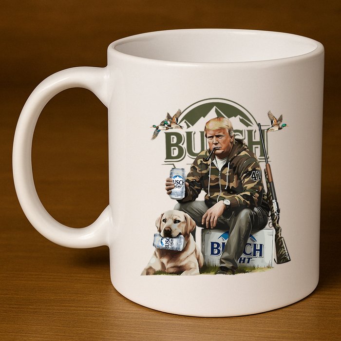 Retro Trump Hunting Deer Funny Beer Drinking Beer Hunting 11oz C Handle Ceramic Mug