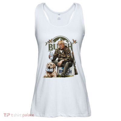 Retro Trump Hunting Deer Funny Beer Drinking Beer Hunting Ladies Essential Flowy Tank