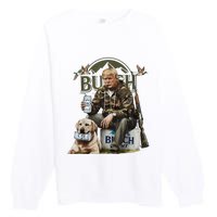 Retro Trump Hunting Deer Funny Beer Drinking Beer Hunting Premium Crewneck Sweatshirt