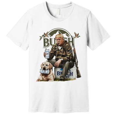 Retro Trump Hunting Deer Funny Beer Drinking Beer Hunting Premium T-Shirt