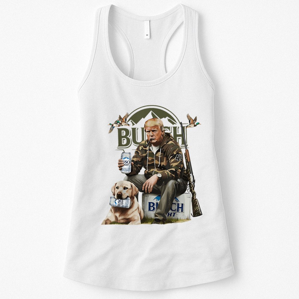 Retro Trump Hunting Deer Funny Beer Drinking Beer Hunting Womens Tank Top