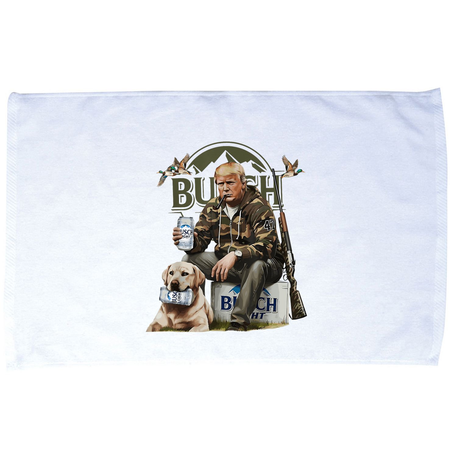 Retro Trump Hunting Deer Funny Beer Drinking Beer Hunting Microfiber Hand Towel