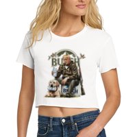 Retro Trump Hunting Deer Funny Beer Drinking Beer Hunting Women's Crop Top Tee