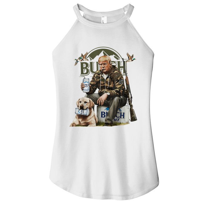 Retro Trump Hunting Deer Funny Beer Drinking Beer Hunting Women's Perfect Tri Rocker Tank