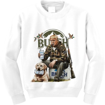 Retro Trump Hunting Deer Funny Beer Drinking Beer Hunting Kids Sweatshirt