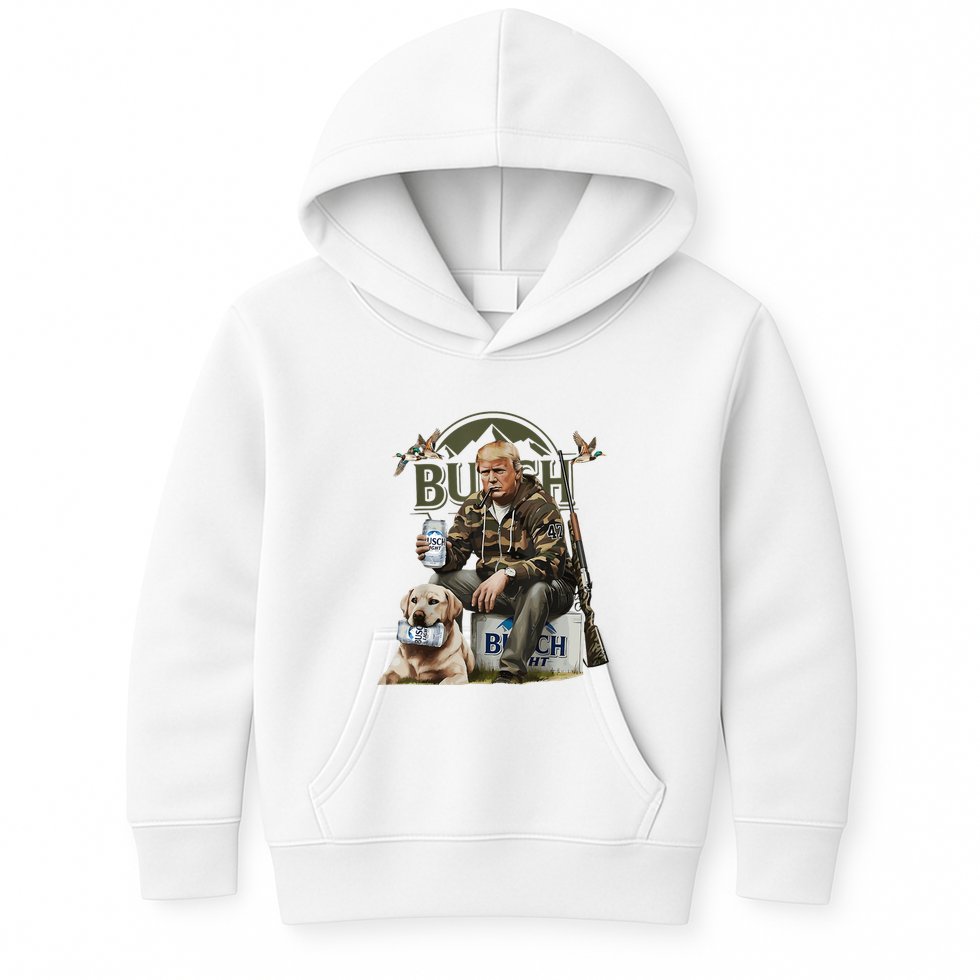 Retro Trump Hunting Deer Funny Beer Drinking Beer Hunting Kids Hoodie