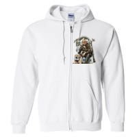 Retro Trump Hunting Deer Funny Beer Drinking Beer Hunting Full Zip Hoodie