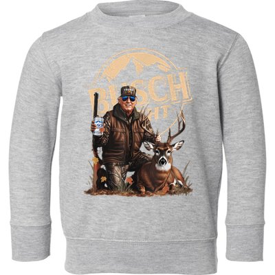 Retro Trump Hunting Deer Funny Beer Drinking Beer Hunting Toddler Sweatshirt