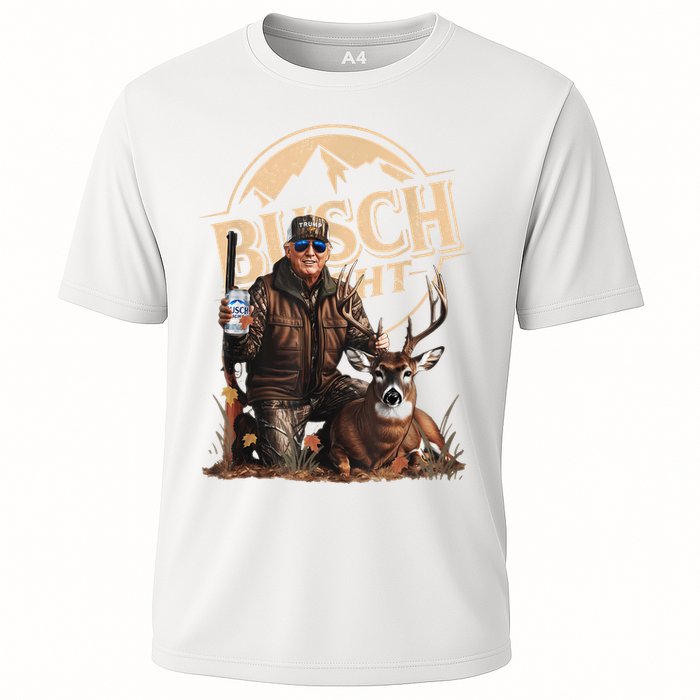 Retro Trump Hunting Deer Funny Beer Drinking Beer Hunting Cooling Performance Crew T-Shirt