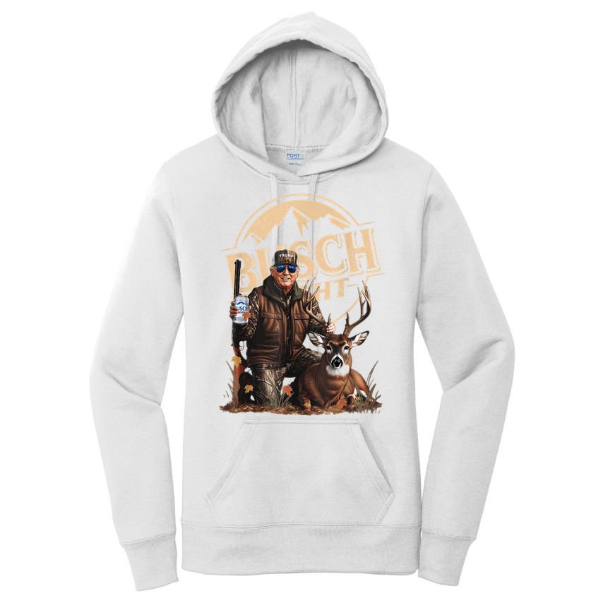 Retro Trump Hunting Deer Funny Beer Drinking Beer Hunting Women's Pullover Hoodie
